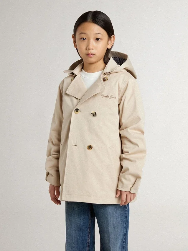 Chaqueta tipo trench para niños con chaleco interior desmontable