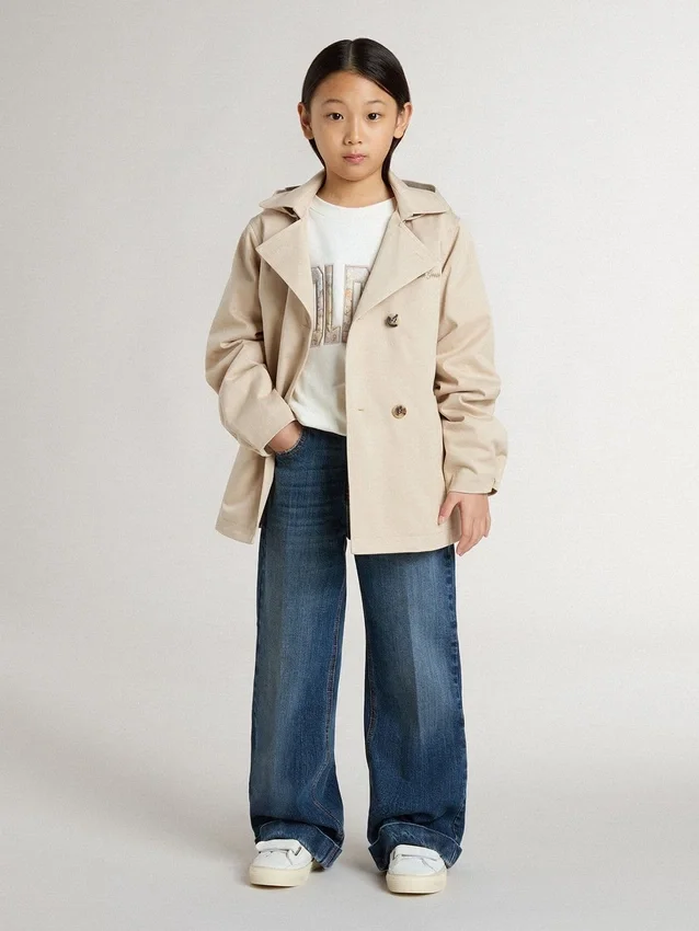 Chaqueta tipo trench para niños con chaleco interior desmontable