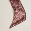 Cinta de sarga de seda color burdeos con diseño de paisley