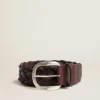Cinturón de cuero trenzado color marrón oscuro para hombre