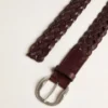 Cinturón de cuero trenzado color marrón oscuro para hombre