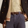 Cinturón de cuero trenzado color marrón oscuro para hombre
