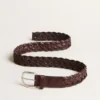 Cinturón de cuero trenzado color marrón oscuro para hombre