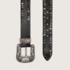 Cinturón de mujer de cuero negro con tachuelas
