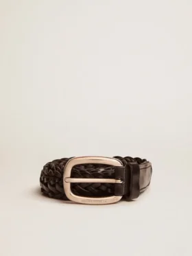 Cinturón para hombre de cuero trenzado negro
