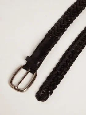 Cinturón para hombre de cuero trenzado negro