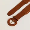Cinturón para mujer de cuero trenzado color marrón