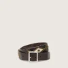 Cinturón Sierra para hombre en piel lavada color caoba con tachuelas decorativas