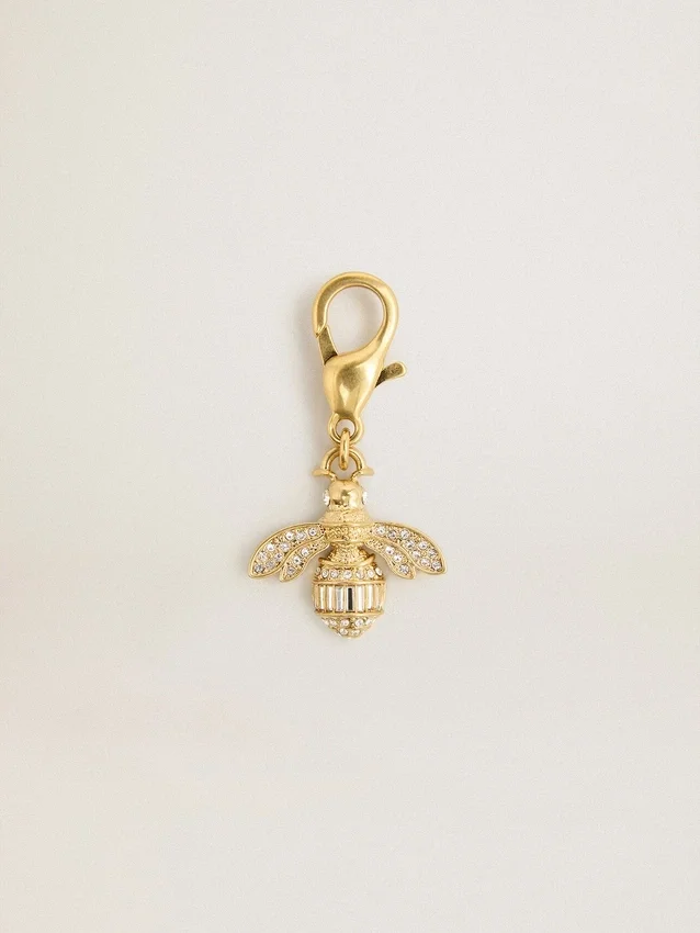 Colgante con forma de abeja de latón dorado con cristales