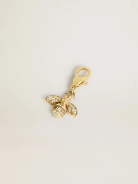 Colgante con forma de abeja de latón dorado con cristales