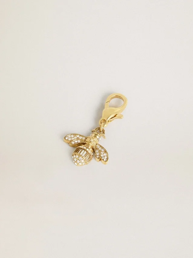 Colgante con forma de abeja de latón dorado con cristales