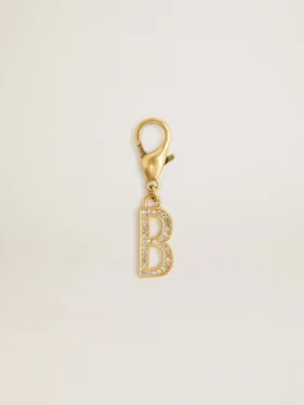Colgante con la letra B en latón dorado con cristales