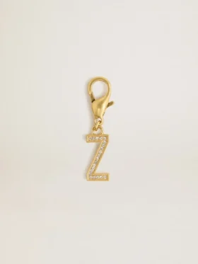 Colgante con la letra Z en latón dorado con cristales