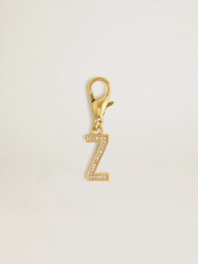 Colgante con la letra Z en latón dorado con cristales