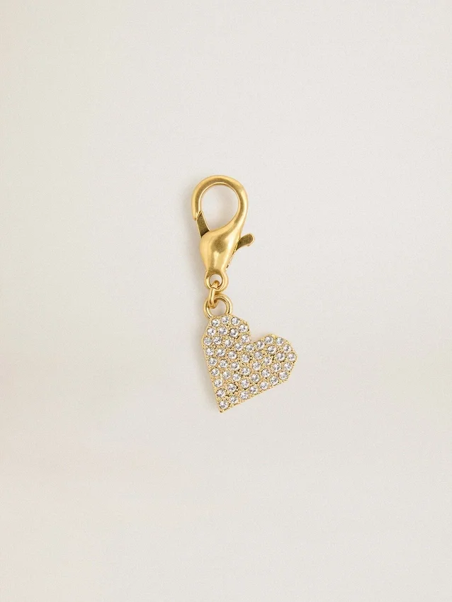 Colgante en forma de corazón de latón dorado con cristales