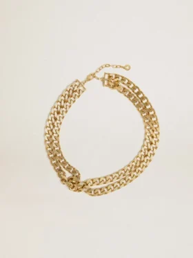 Collar de cadena trenzada color oro antiguo con cierre en forma de estrella
