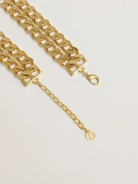 Collar de cadena trenzada color oro antiguo con cierre en forma de estrella