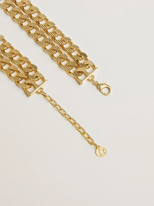 Collar de cadena trenzada color oro antiguo con cierre en forma de estrella