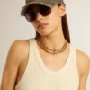 Collar de cadena trenzada color oro antiguo con cierre en forma de estrella