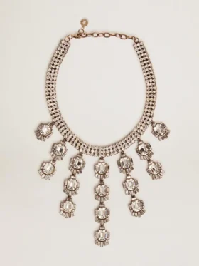 Collar para mujer en color oro antiguo con cristales colgantes