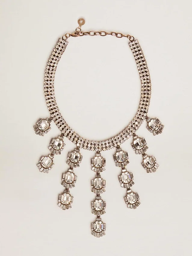 Collar para mujer en color oro antiguo con cristales colgantes