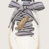 Cordones a rayas «Pieles» con diamante de pluma dorado