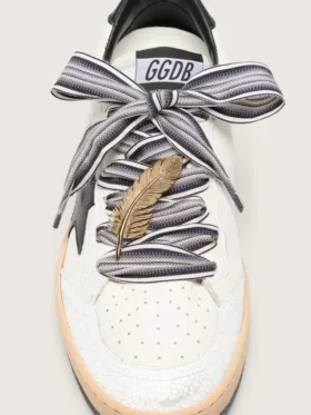Cordones a rayas «Pieles» con diamante de pluma dorado