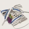Cordones a rayas «Pieles» con dijes de uva y cristales