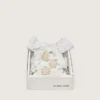 Cordones arrugados blancos de Pieles con apliques de cuentas en forma de flor