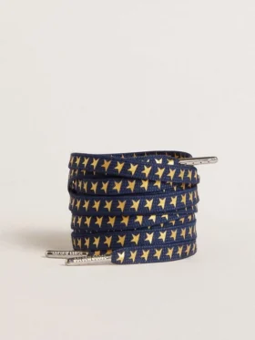 Cordones azul marino con estrellas doradas en contraste