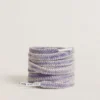 Cordones de algodón en tono púrpura desgastado con puntas con el logotipo