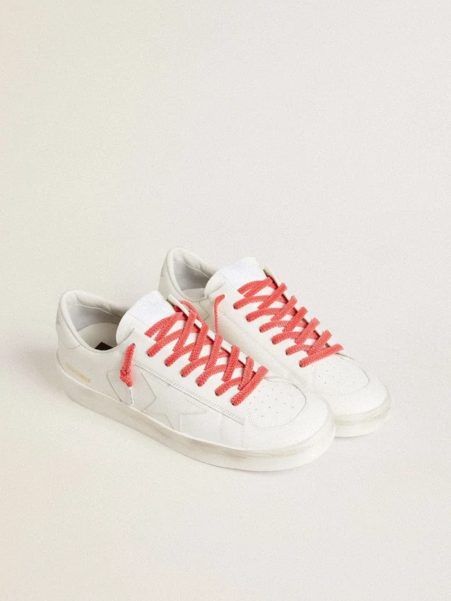 Cordones de algodón rojos con detalles blancos