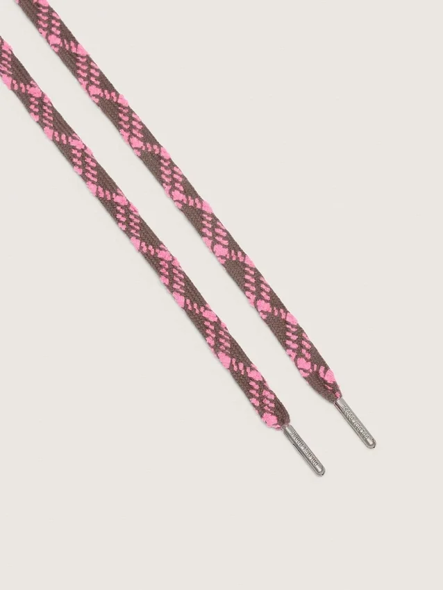 Cordones de tartán en marrón oscuro y rosa
