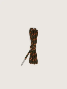 Cordones para tenis de senderismo en verde militar con detalles en naranja