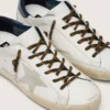 Cordones para tenis de senderismo en verde militar con detalles en naranja
