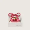 Cordones «Pieles» rojos y blancos con diamante en forma de cereza