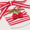 Cordones «Pieles» rojos y blancos con diamante en forma de cereza