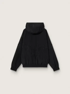 Cortavientos para mujer de nylon negro con cristales tono sobre tono
