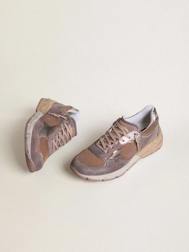 Dad-Star para hombre en gamuza lila y malla con estrella y lengüeta en el talón de cuero laminado
