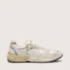 Dad-Star para hombre en gamuza y malla con estrella de cuero blanco y lengüeta del talón de cuero beige