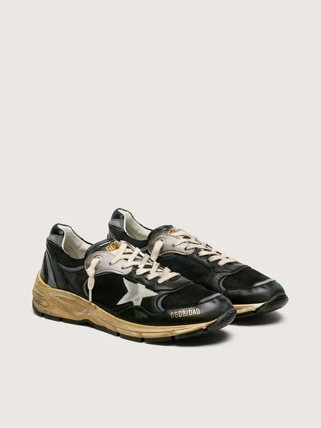 Dad-Star para hombre en malla y napa negra y plateada con estrella gris hielo
