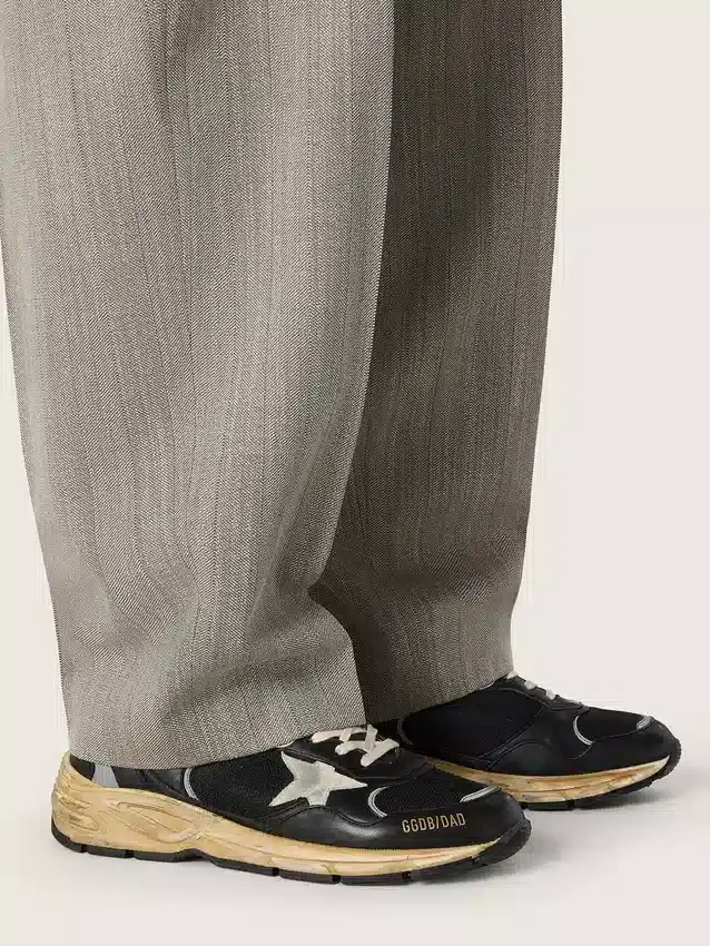 Dad-Star para hombre en malla y napa negra y plateada con estrella gris hielo