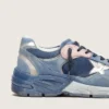 Dad-Star para hombre en gamuza azul denim con estrella de cuero plateada