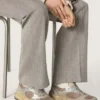 Dad-Star para mujer en gamuza gris paloma y malla plateada con estrella de cuero blanco y lengüeta de gamuza en el talón