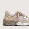Dad-Star para hombre en malla beige y gamuza con estrella de cuero plateada