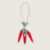 Dije de chile en crochet de algodón con cadena de crochet blanca