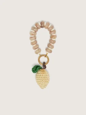 Dije de limón en crochet de algodón con cadena de cuentas
