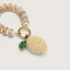 Dije de limón en crochet de algodón con cadena de cuentas