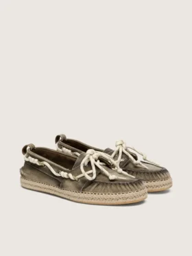 Espadrilles Cruise para mujer en lona verde militar con cordones de senderismo blancos
