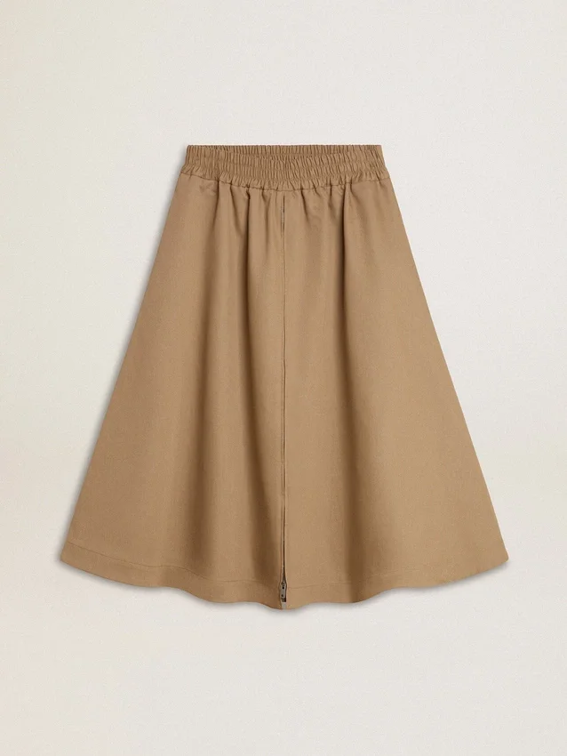 Falda circular beige para mujer